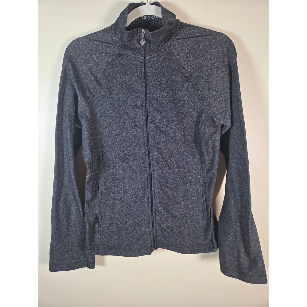 Beyond Yoga Full Zip Jacket Women S Dark Gray Space Dye Mock Neck Athleisure Gym